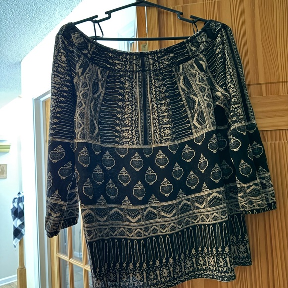 Lucky Brand Black & Beige Blouse, size small - Picture 2 of 6